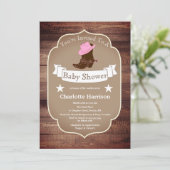 Rustieke Cowgirl Boots & Barn Wood Baby shower Kaart (Staand voorkant)