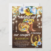 Rustieke Cowgirl Boots Bloemen String Lights Verja Kaart (Voorkant)