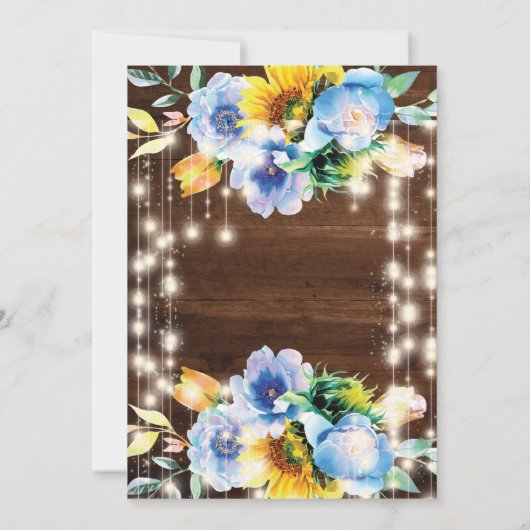 Rustieke Cowgirl Boots Bloemen String Lights Verja Kaart (Achterkant)