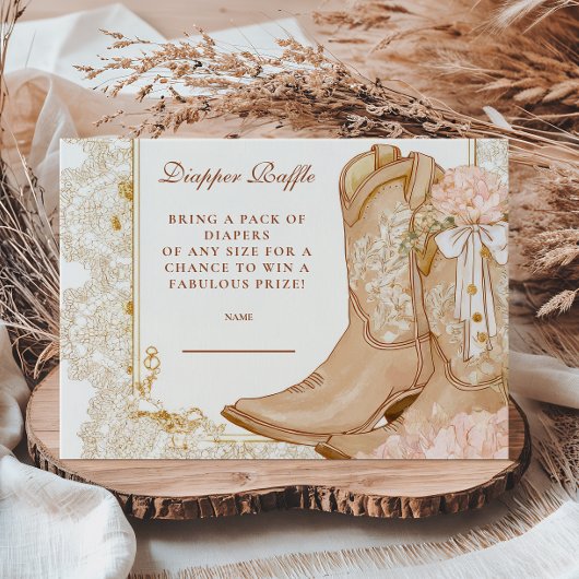 Rustieke Cowgirl Boots Flora Diapper Raffle Informatiekaartje