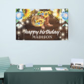 Rustieke Cowgirl Boots String Lights Verjaardag Spandoek (Beurs)