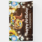 Rustieke Cowgirl Boots String Lights Verjaardag Spandoek (Verticaal)