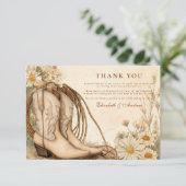 Rustieke Cowgirl Boots Wildflower Wedding Bedankkaart (Staand voorkant)