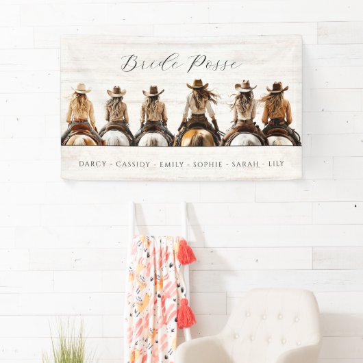 Rustieke Cowgirl Bruids Posse Vrijgezellenfeest Spandoek (Insitu)