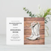 Rustieke Cowgirl Laarzen en Rozen vrijgezellenfees Kaart (Staand voorkant)