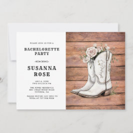 Rustieke Cowgirl Laarzen en Rozen vrijgezellenfees Kaart