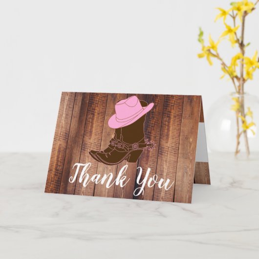 Rustieke Cowgirl Laarzen & Pet Dank u Kaart (Gele Bloem)
