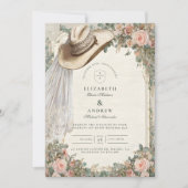 Rustieke Cowgirl Pet Lace Wedding Kaart (Voorkant)