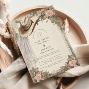 Rustieke Cowgirl Pet Lace Wedding Kaart
