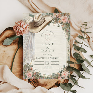 Rustieke Cowgirl Pet Lace Wedding Save The Date