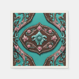 Rustieke Cowgirl Turquoise Bruine Country Western  Servet