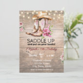 Rustieke Cowgirl Verjaardag Uitnodiging (Staand voorkant)