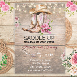 Rustieke Cowgirl Verjaardag Uitnodiging