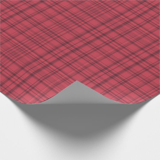 Rustieke Cranberry Red en Maroon Plaid Cadeaupapier (Hoek)