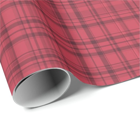 Rustieke Cranberry Red en Maroon Plaid Cadeaupapier (Rol Hoek)
