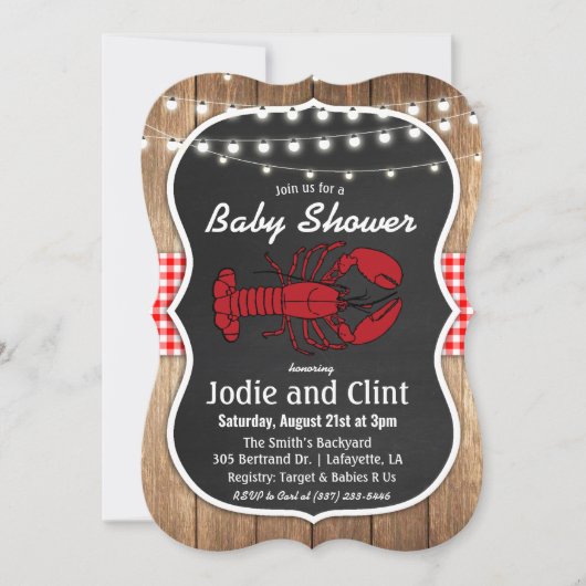 Rustieke Crawfish Boil Baby shower Invitation Kaart (Voorkant)