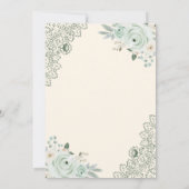 Rustieke Cream Sage Groene Bloemen Kant Moslim Bru Kaart (Achterkant)