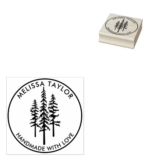 Rustieke Creëer Uw Eigen Pine Tree Familienaam Rubberstempel (Gestempeld)