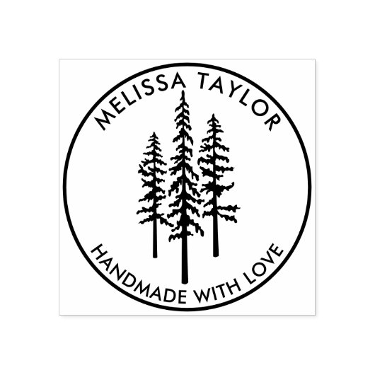 Rustieke Creëer Uw Eigen Pine Tree Familienaam Rubberstempel (Afrduk)