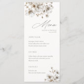 Rustieke Crème Bloemen Bruiloft Menu Kaart (Voorkant)