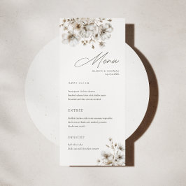 Rustieke Crème Bloemen Bruiloft Menu Kaart