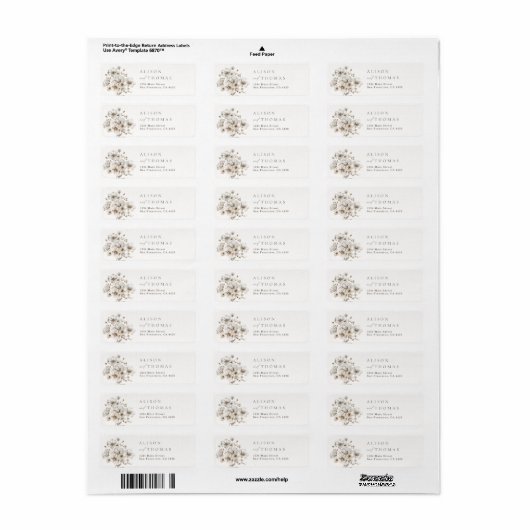 Rustieke Crème Bloemen Bruiloft Retouradres Label (Full Sheet)