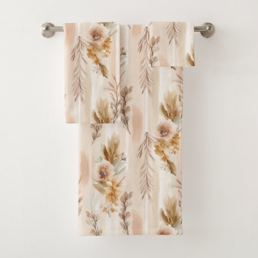 Rustieke Crème Boho Bloem Bad Handdoek (Insitu)