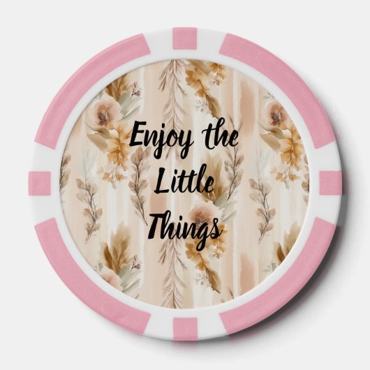 Rustieke Crème Boho Bloem Poker Chips (Voorkant)