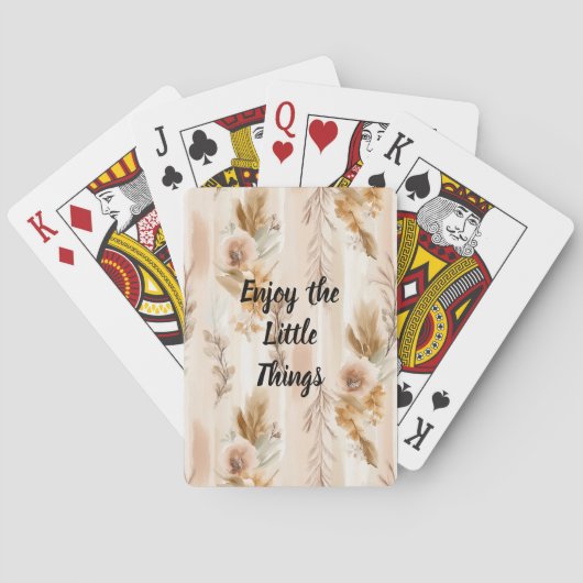 Rustieke Crème Boho Bloem Pokerkaarten (Achterkant)