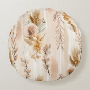 Rustieke Crème Boho Bloem Rond Kussen