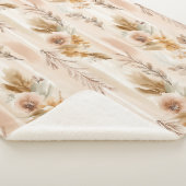 Rustieke Crème Boho Bloem Sherpa Deken (3/4)