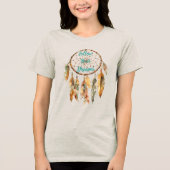 Rustieke Crème Boho Bloem Tri-Blend Shirt (Voorkant)