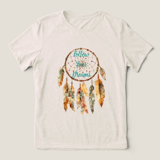 Rustieke Crème Boho Bloem Tri-Blend Shirt (Design voorkant)