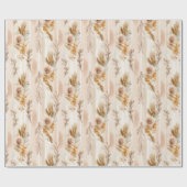 Rustieke Crème Boho Bloemige Verjaardag Cadeaupapier (Vlak)