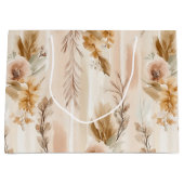 Rustieke Crème Boho Bloemige Verjaardag Groot Cadeauzakje (Voorkant)