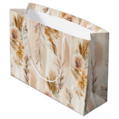 Rustieke Crème Boho Bloemige Verjaardag Groot Cadeauzakje (Achterkant Gekanteld)
