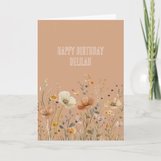 Rustieke Crème Boho Bloemige Verjaardag Kaart (Voorkant)