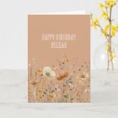 Rustieke Crème Boho Bloemige Verjaardag Kaart (Gele Bloem)