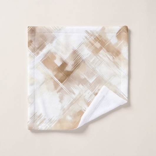 Rustieke Crème Bruine Strepen Bruidsfeest Bad Handdoek (Wasdoekje)