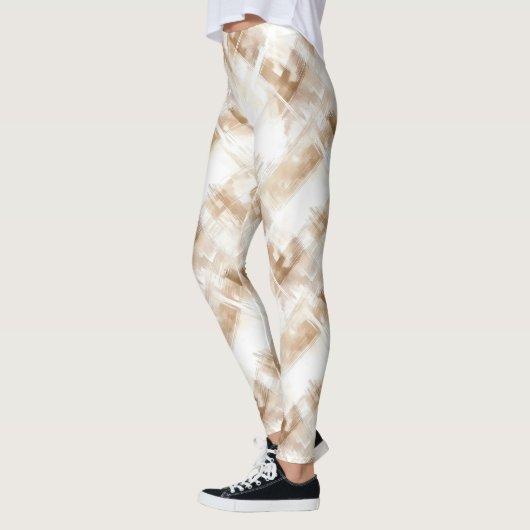 Rustieke Crème Bruine Strepen Leggings (Links)