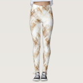 Rustieke Crème Bruine Strepen Leggings (Voorkant)