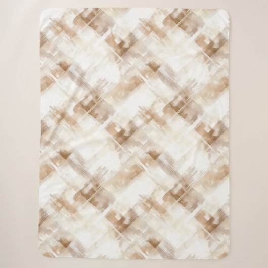 Rustieke Crème Bruine Strepen Sherpa Deken (Voorkant)