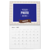 Rustieke Crème Gingham Multi Foto Familie Kalender (Mar 2027)
