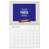 Rustieke Crème Gingham Multi Foto Familie Kalender (Jan 2027)