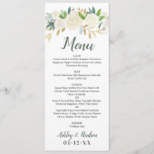 Rustieke Crème Gouden Bloemrijke Bruiloft Menu (Voorkant)