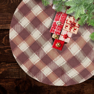 Rustieke Crème Oranje Roestig Rode Geruite Patroon Kerstboom Rok