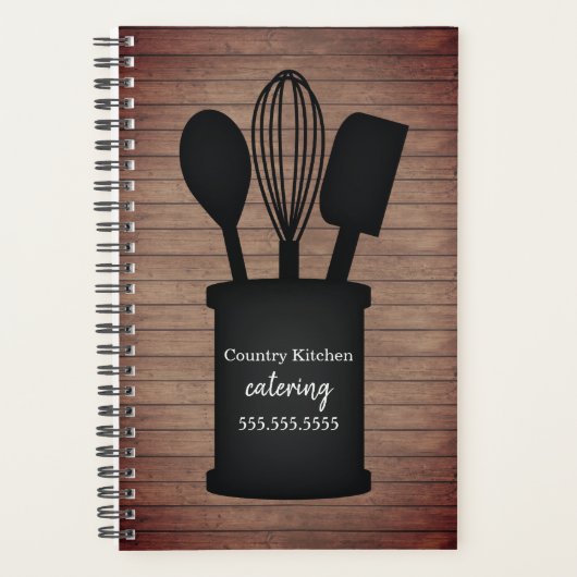 Rustieke Crock Wood Cateraar Restaurant Business Planner (Voorkant)