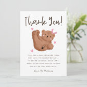 Rustieke Cub Beer Meisje Baby shower Dank u Bedankkaart (Staand voorkant)