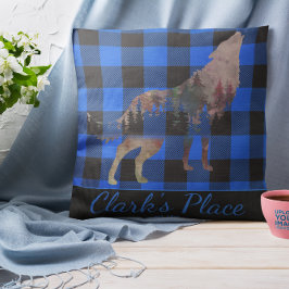 Rustieke Custom Blue Buffalo Plaid Wolf Wilderness Kussen