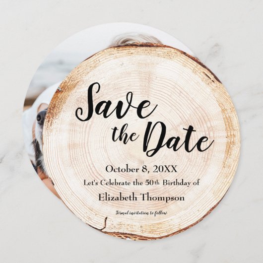 Rustieke Custom Foto Hout graan print 50th Verjaar Kaart (Voorkant / Achterkant)